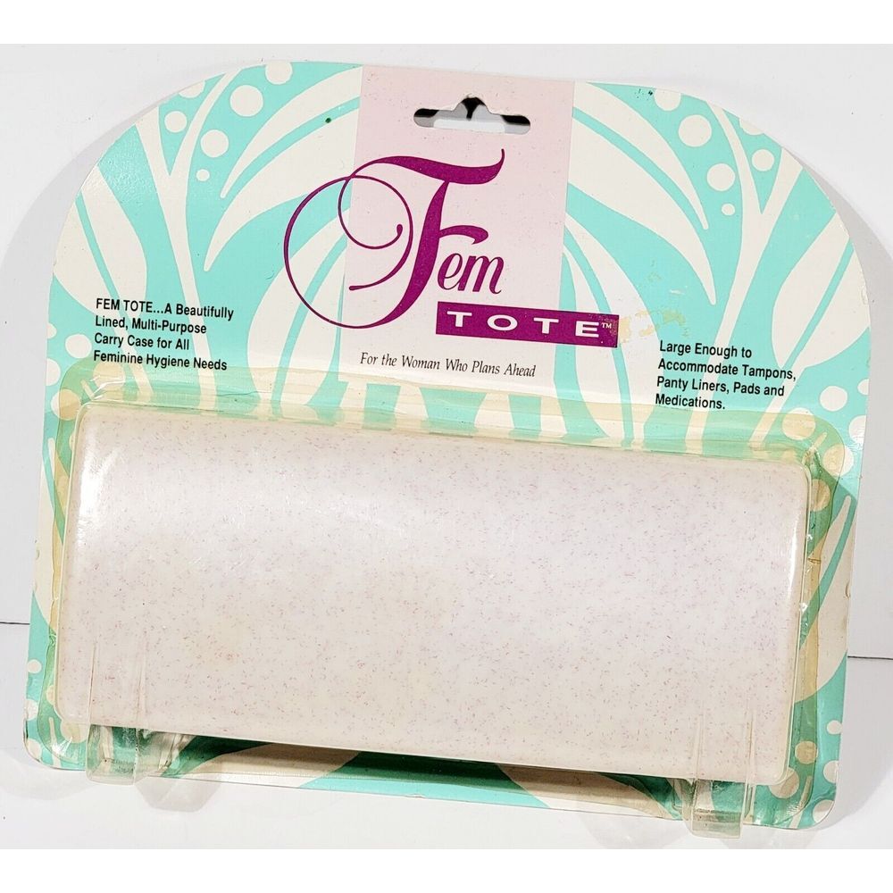 Vintage 1992 White Fem Tote Feminine Carrying Case. Tampons Panty Liners Pads